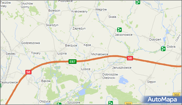 mapa Michałowice gmina Długołęka, Michałowice gmina Długołęka na mapie Targeo