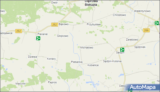 mapa Michałowo gmina Zakrzewo, Michałowo gmina Zakrzewo na mapie Targeo