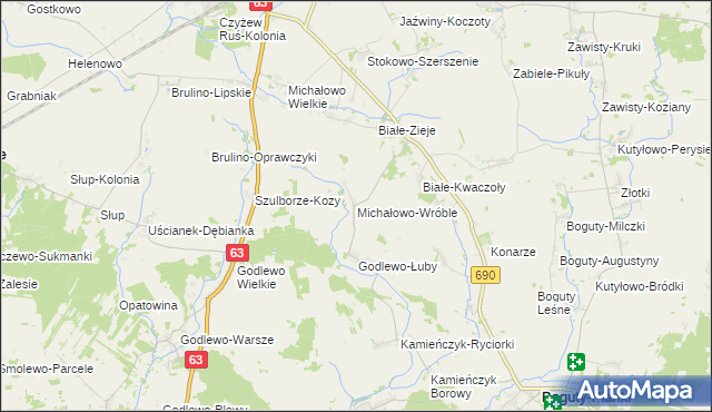 mapa Michałowo-Wróble, Michałowo-Wróble na mapie Targeo