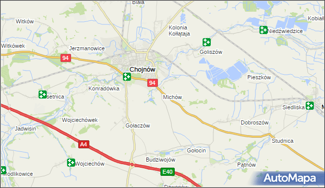 mapa Michów gmina Chojnów, Michów gmina Chojnów na mapie Targeo