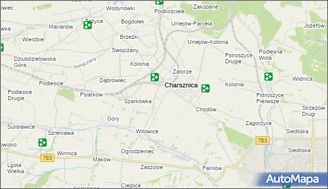 mapa Miechów-Charsznica, Miechów-Charsznica na mapie Targeo