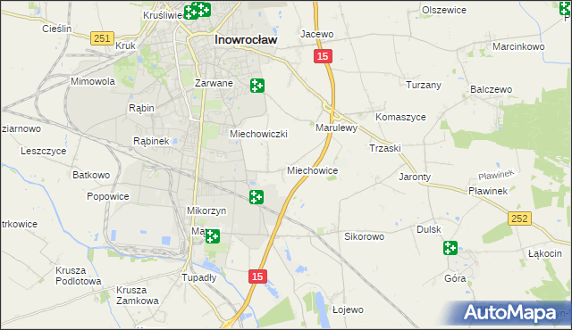 mapa Miechowice gmina Inowrocław, Miechowice gmina Inowrocław na mapie Targeo