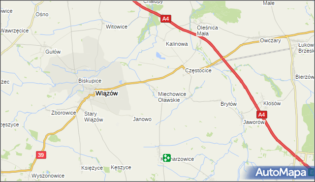 mapa Miechowice Oławskie, Miechowice Oławskie na mapie Targeo