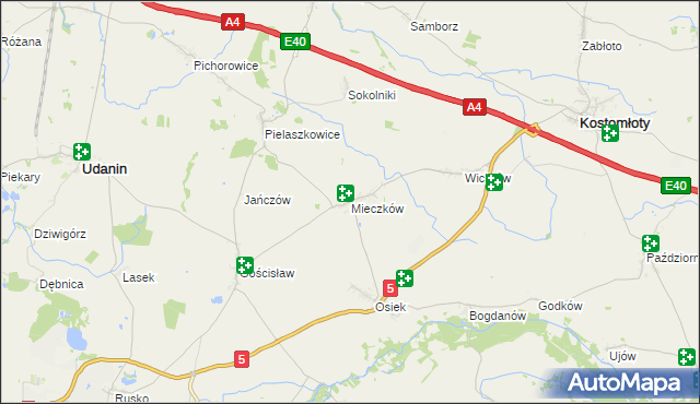 mapa Mieczków gmina Kostomłoty, Mieczków gmina Kostomłoty na mapie Targeo