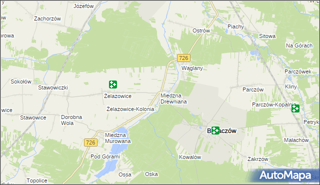 mapa Miedzna Drewniana, Miedzna Drewniana na mapie Targeo