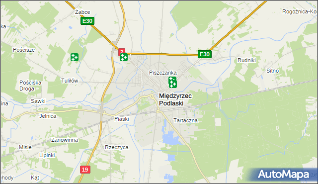 mapa Międzyrzec Podlaski, Międzyrzec Podlaski na mapie Targeo