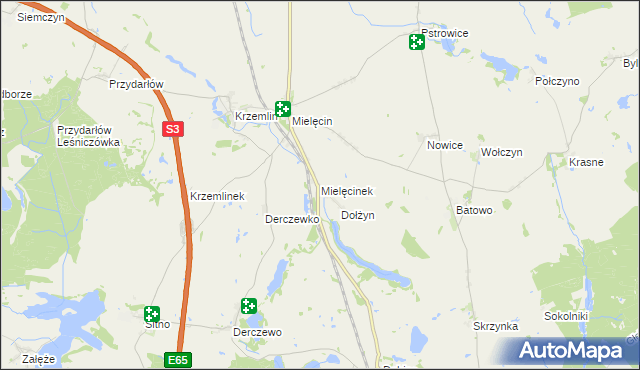 mapa Mielęcinek, Mielęcinek na mapie Targeo