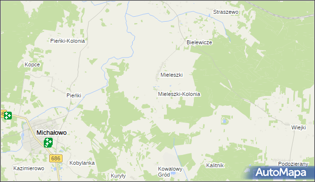 mapa Mieleszki-Kolonia, Mieleszki-Kolonia na mapie Targeo