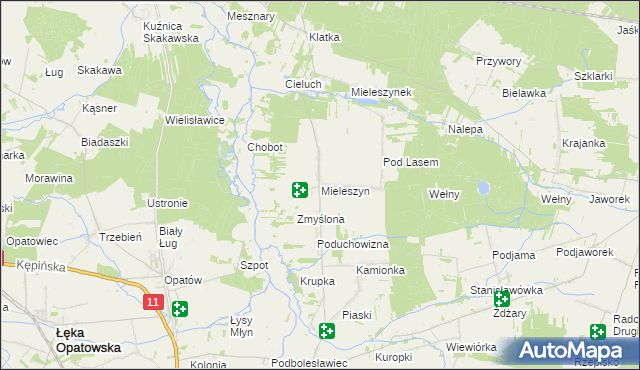 mapa Mieleszyn gmina Bolesławiec, Mieleszyn gmina Bolesławiec na mapie Targeo