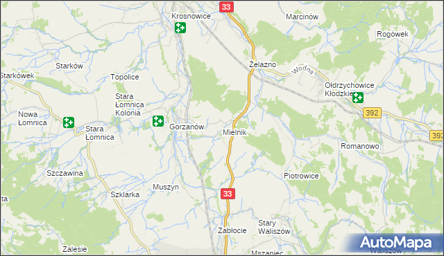 mapa Mielnik gmina Bystrzyca Kłodzka, Mielnik gmina Bystrzyca Kłodzka na mapie Targeo