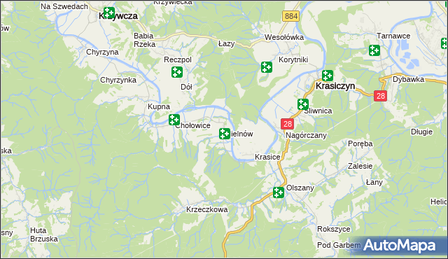 mapa Mielnów, Mielnów na mapie Targeo