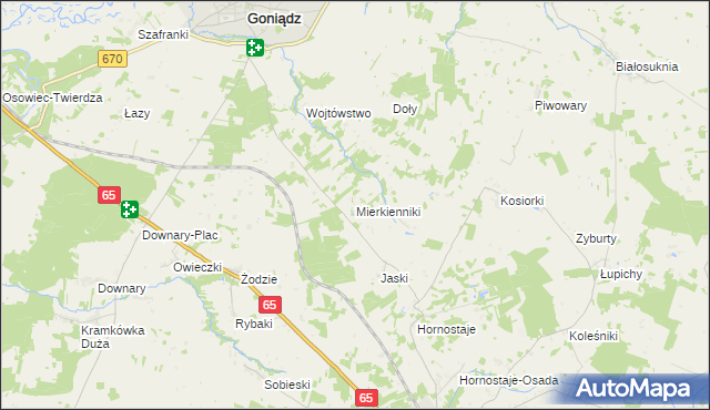 mapa Mierkienniki, Mierkienniki na mapie Targeo