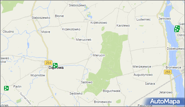 mapa Mierucin gmina Dąbrowa, Mierucin gmina Dąbrowa na mapie Targeo