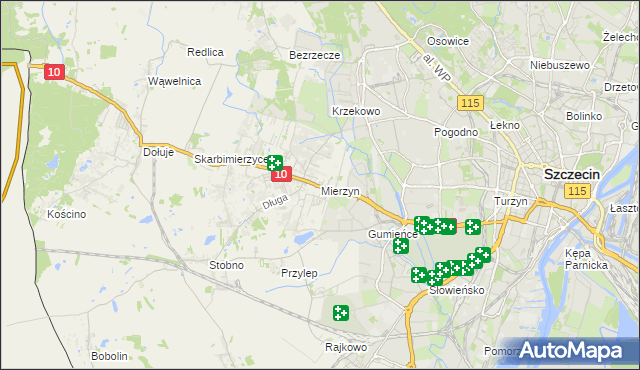 mapa Mierzyn gmina Dobra (Szczecińska), Mierzyn gmina Dobra (Szczecińska) na mapie Targeo