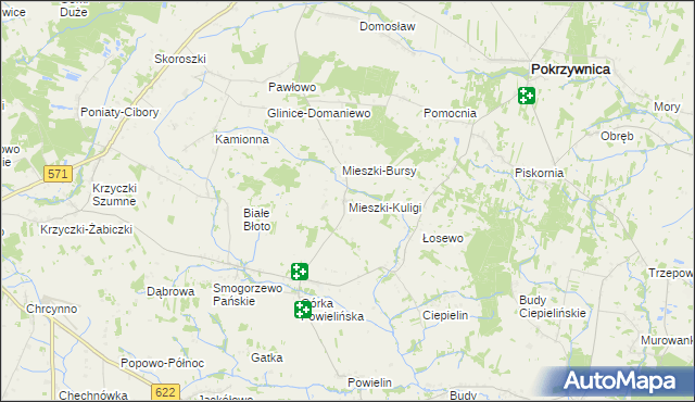 mapa Mieszki-Kuligi, Mieszki-Kuligi na mapie Targeo