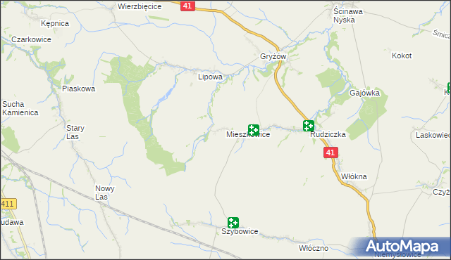 mapa Mieszkowice gmina Prudnik, Mieszkowice gmina Prudnik na mapie Targeo