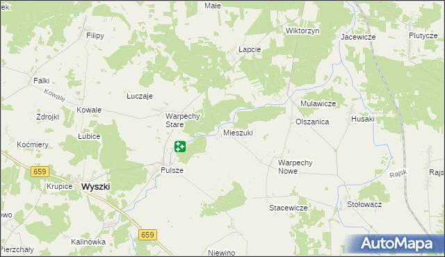 mapa Mieszuki, Mieszuki na mapie Targeo