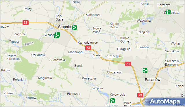 mapa Mietel, Mietel na mapie Targeo