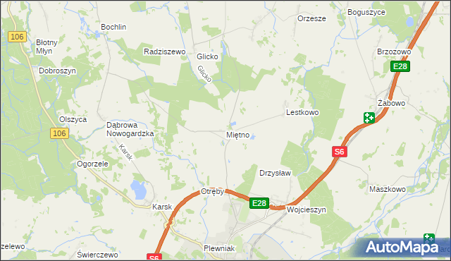 mapa Miętno gmina Nowogard, Miętno gmina Nowogard na mapie Targeo