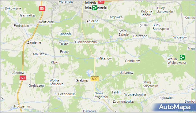 mapa Mikanów, Mikanów na mapie Targeo