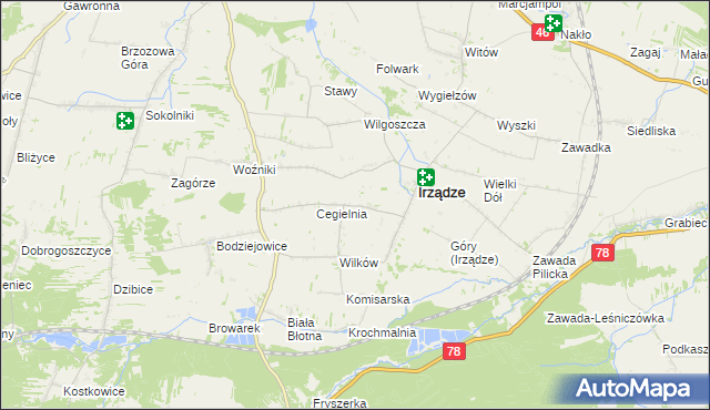 mapa Mikołajewice gmina Irządze, Mikołajewice gmina Irządze na mapie Targeo