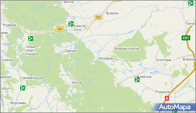 mapa Mikołajów gmina Stoszowice, Mikołajów gmina Stoszowice na mapie Targeo