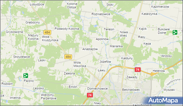 mapa Mikorzyce gmina Bełchatów, Mikorzyce gmina Bełchatów na mapie Targeo