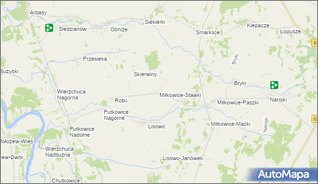 mapa Miłkowice-Stawki, Miłkowice-Stawki na mapie Targeo