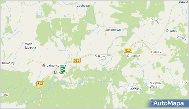 mapa Miłkowo gmina Orneta, Miłkowo gmina Orneta na mapie Targeo