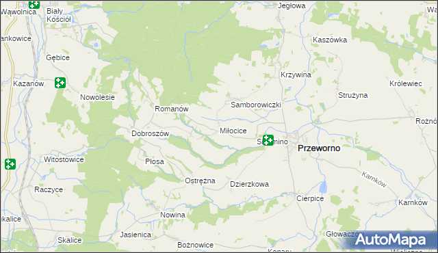 mapa Miłocice gmina Przeworno, Miłocice gmina Przeworno na mapie Targeo