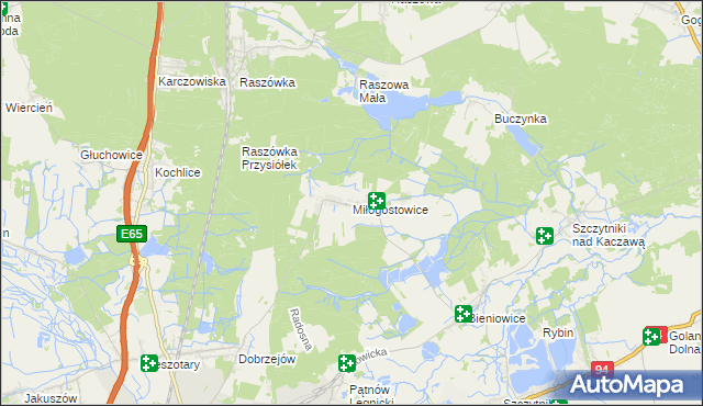 mapa Miłogostowice, Miłogostowice na mapie Targeo