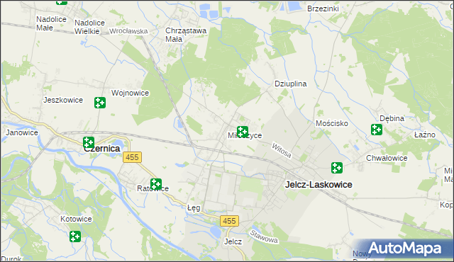 mapa Miłoszyce, Miłoszyce na mapie Targeo