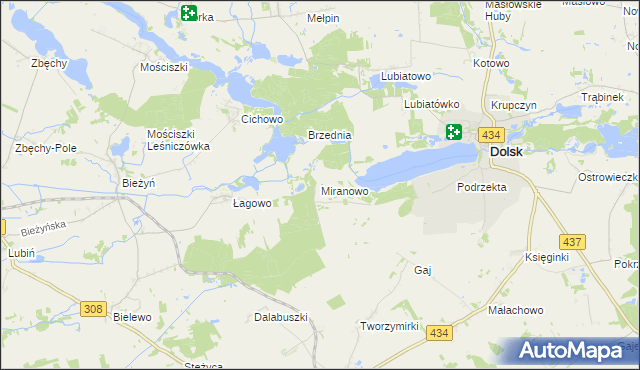 mapa Miranowo, Miranowo na mapie Targeo