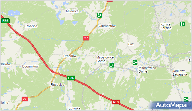 mapa Mirostowice Górne, Mirostowice Górne na mapie Targeo