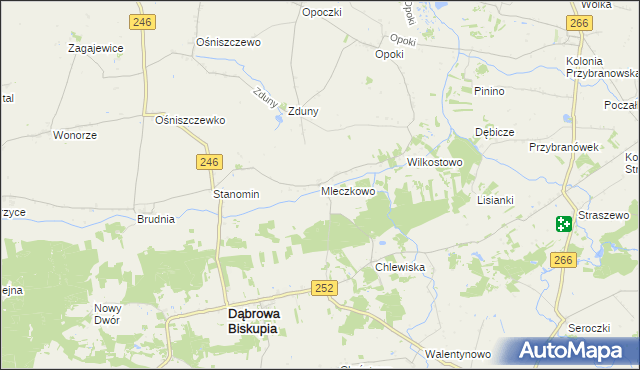 mapa Mleczkowo gmina Dąbrowa Biskupia, Mleczkowo gmina Dąbrowa Biskupia na mapie Targeo