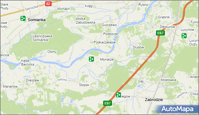 mapa Młynarze gmina Zabrodzie, Młynarze gmina Zabrodzie na mapie Targeo