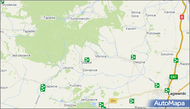 mapa Młynica, Młynica na mapie Targeo