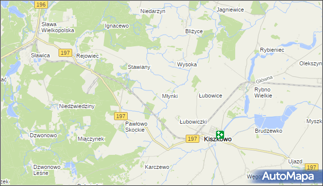 mapa Młynki gmina Skoki, Młynki gmina Skoki na mapie Targeo