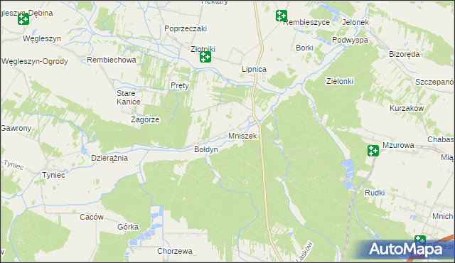 mapa Mniszek gmina Małogoszcz, Mniszek gmina Małogoszcz na mapie Targeo