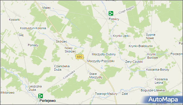 mapa Moczydły-Dubiny, Moczydły-Dubiny na mapie Targeo