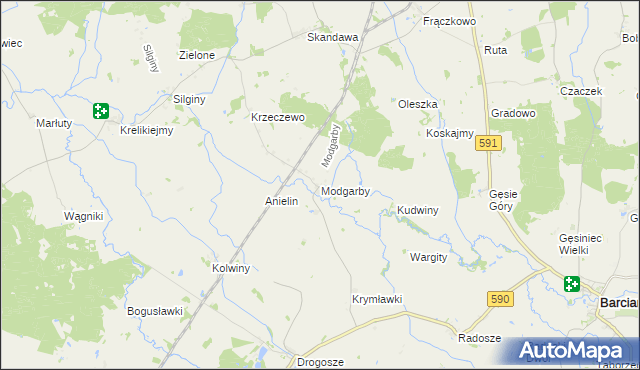 mapa Modgarby, Modgarby na mapie Targeo