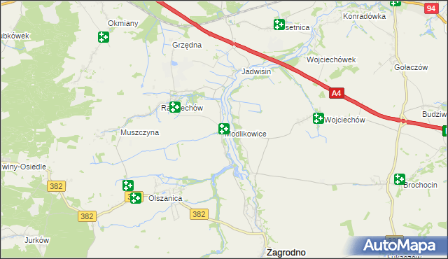 mapa Modlikowice, Modlikowice na mapie Targeo