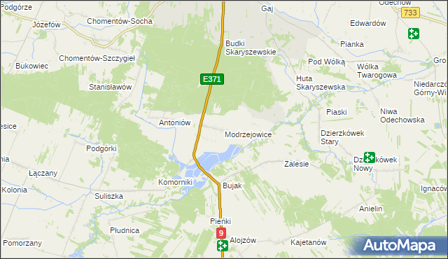 mapa Modrzejowice, Modrzejowice na mapie Targeo