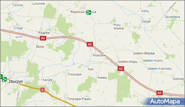 mapa Modrzew gmina Zbuczyn, Modrzew gmina Zbuczyn na mapie Targeo