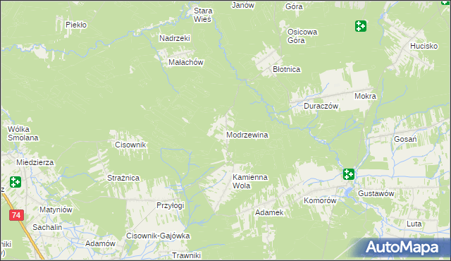 mapa Modrzewina gmina Stąporków, Modrzewina gmina Stąporków na mapie Targeo