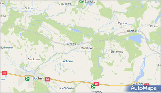 mapa Modrzewo, Modrzewo na mapie Targeo