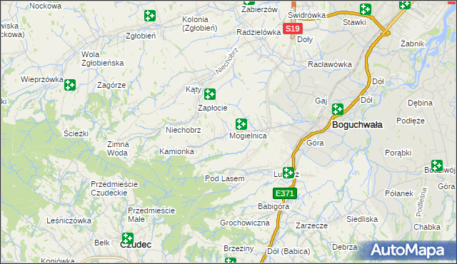 mapa Mogielnica gmina Boguchwała, Mogielnica gmina Boguchwała na mapie Targeo