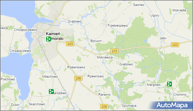 mapa Mokrawica, Mokrawica na mapie Targeo