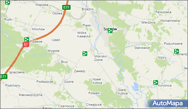mapa Mokrsko Dolne, Mokrsko Dolne na mapie Targeo