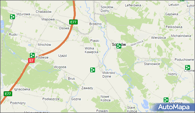 mapa Mokrsko Górne, Mokrsko Górne na mapie Targeo